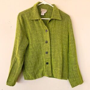 Vintage Coldwater Creek Green Houndstooth Woman's Jacket